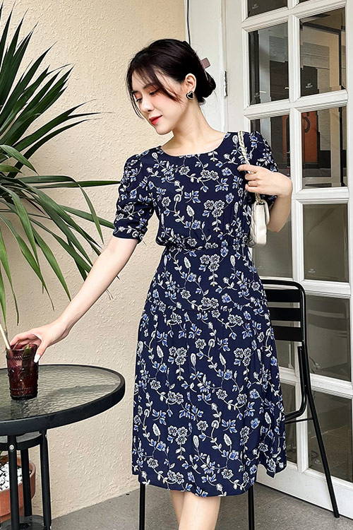 Đầm hoa dáng chữ A công sở