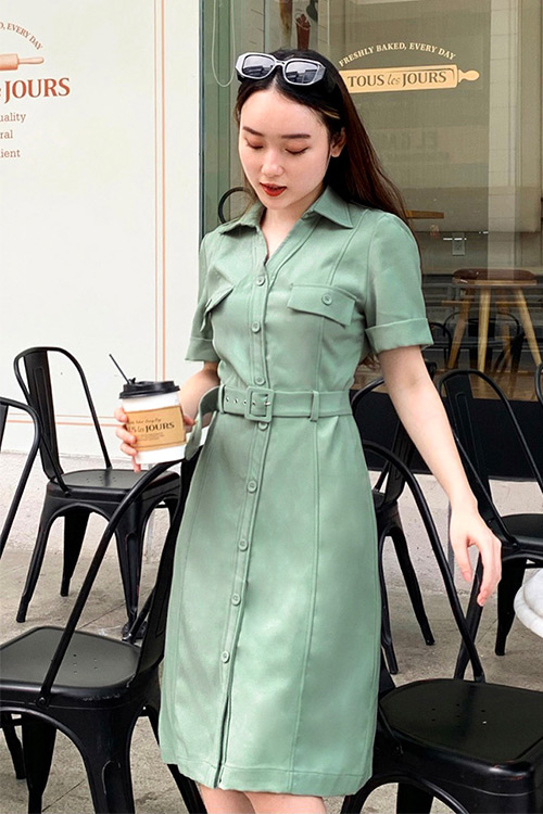 Đầm xòe hoa dáng dài nhún ngực